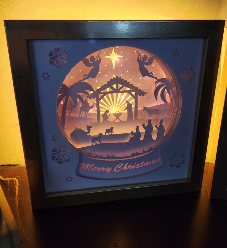 paper cut light box cricut nativity