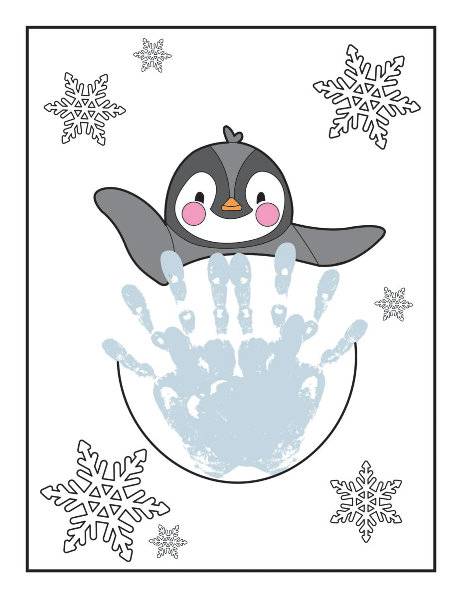 penguin handprint art