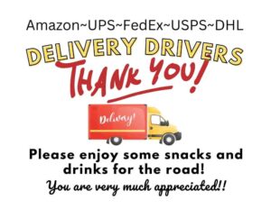 printable delivery driver snack sign horizontal anytime
