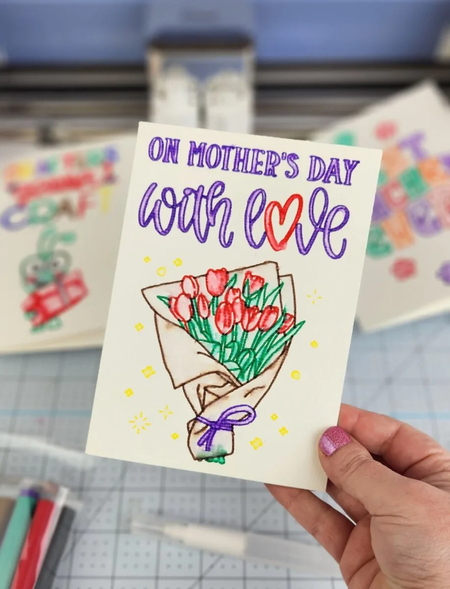 cricut watercolor mothers day card