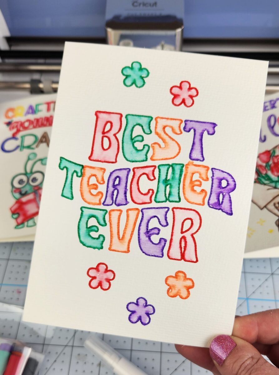 cricut watercolor teacher appreciation card