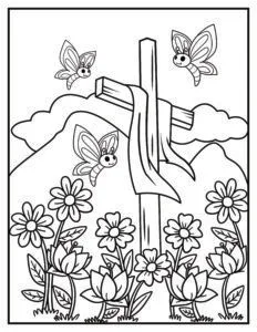 easter cross coloring page