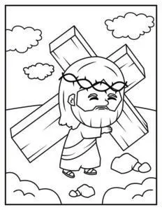 jesus carrying cross coloring page