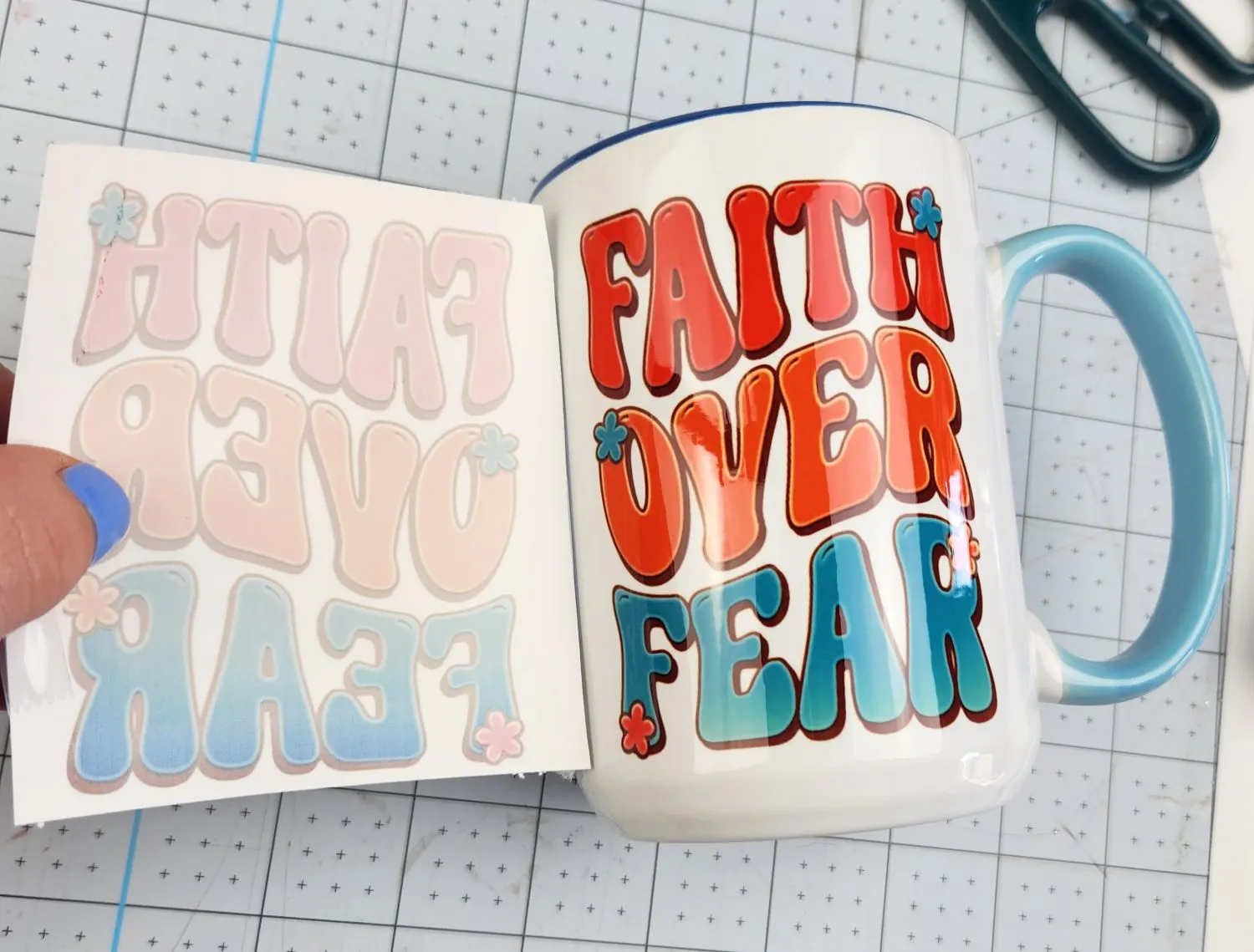 faith over fear mug diy
