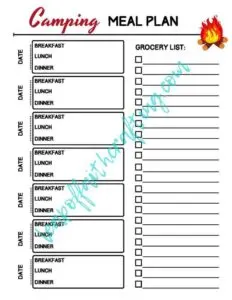 camping meal planner free