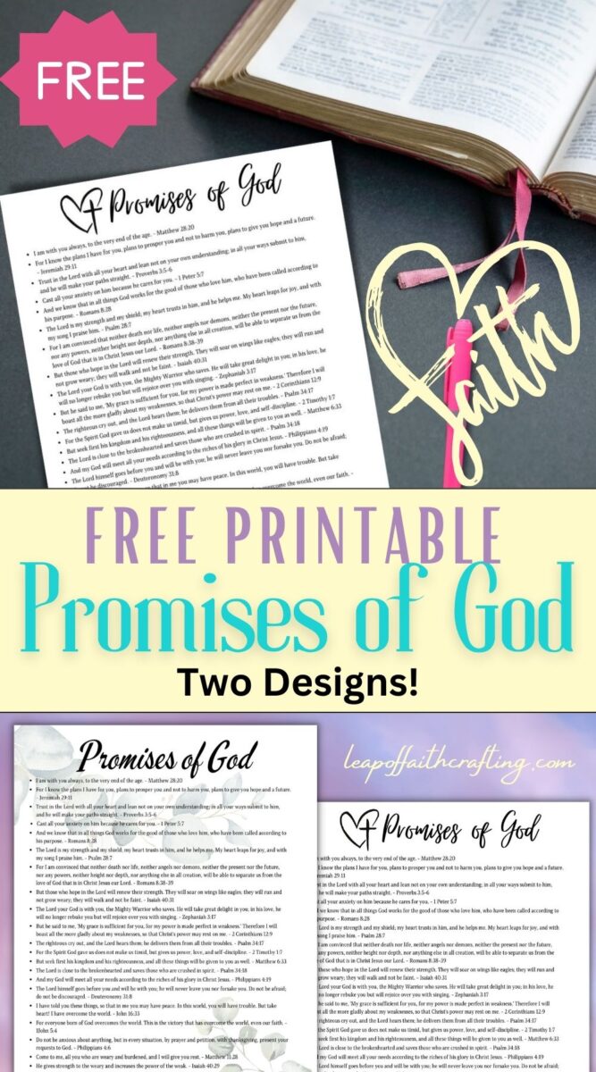free printable list of the promises of god