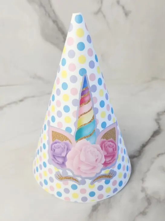 girl party hat with unicorn cute