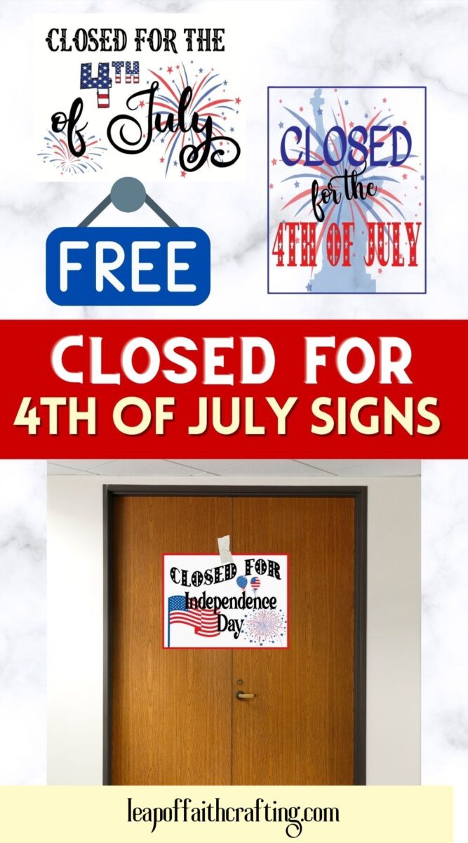 printable closed for th f july sign