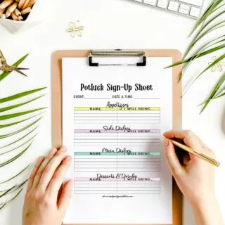 printable potluck sign up sheet PDF