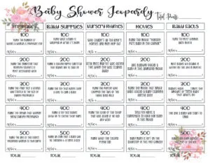 baby shower jeopardy floral