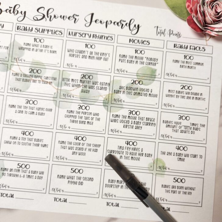baby shower jeopardy printable free