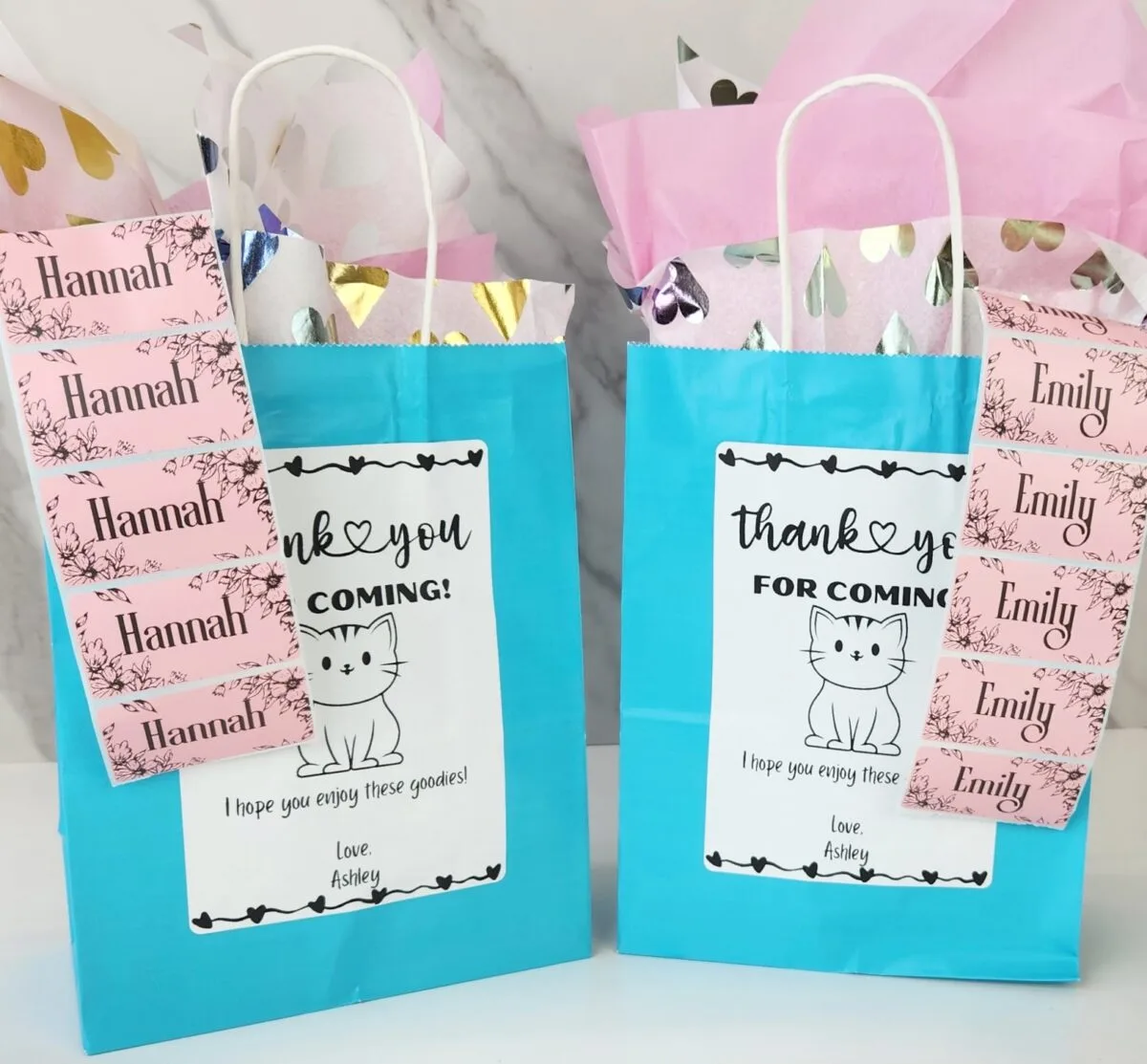 favor bags with labels