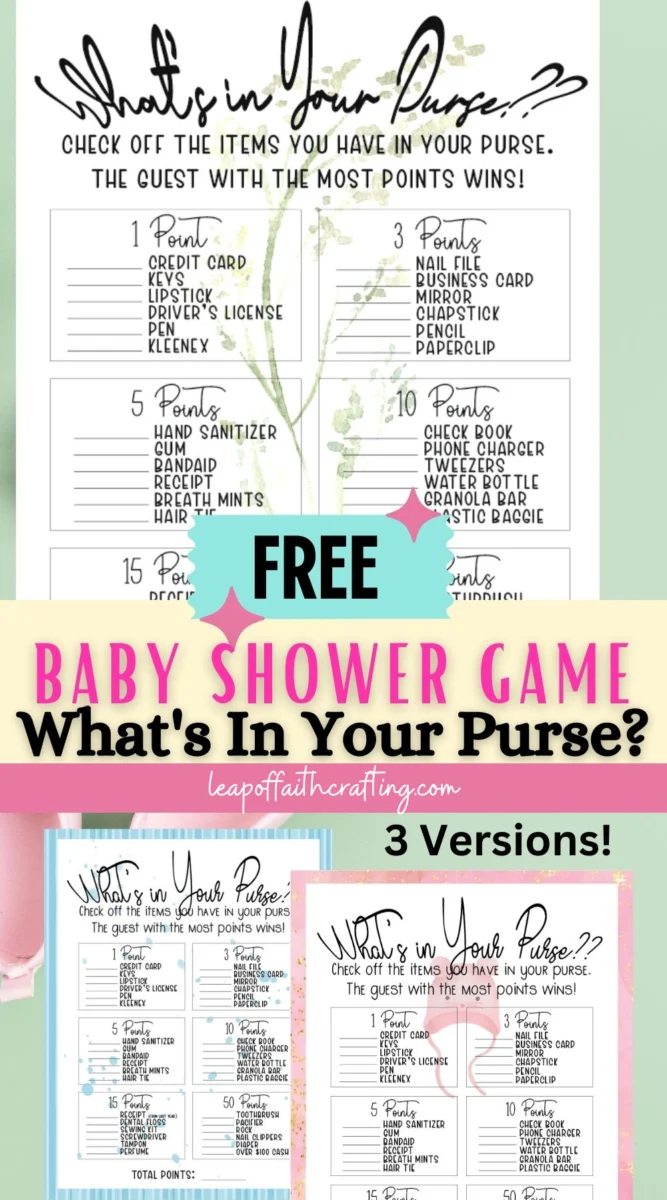 Printable What's in Your Purse Girls Baby Shower Game