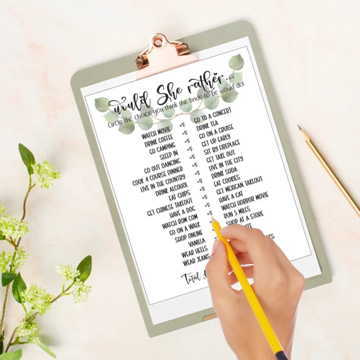 baby shower printable game would she rather