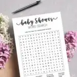 baby shower word search printable