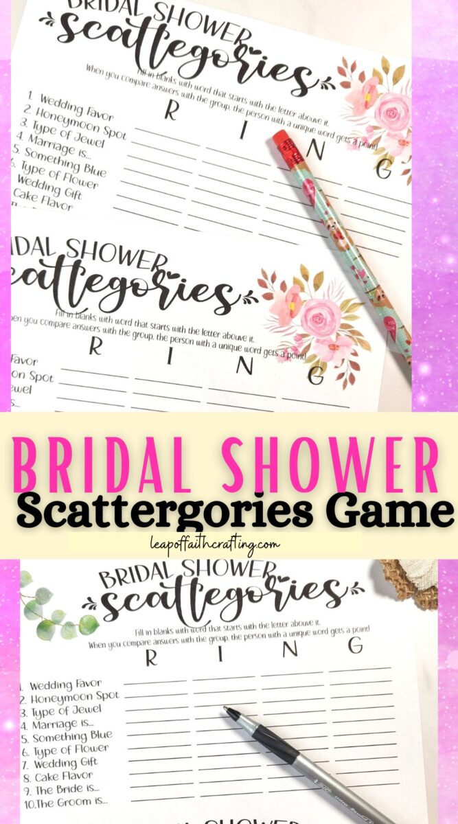 bridal shower scattergories printable free