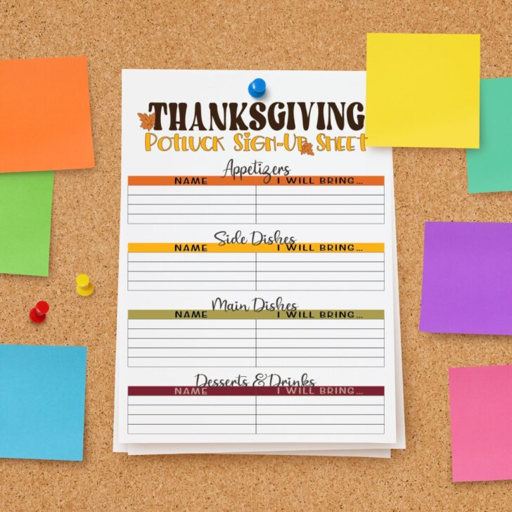 FREE Thanksgiving Potluck Sign Up Sheet & List Printables! - Leap of ...
