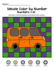 transportation color by number printable