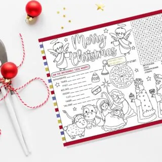 printable activity placemat christmas